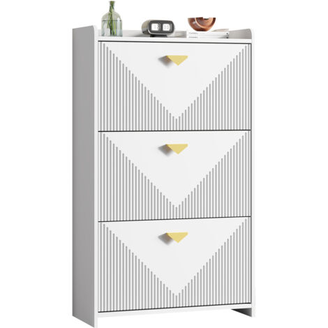 PLACARD à Chaussures Pliant 3 Tiers MDF Blanc 70 x 30 x 120 cm