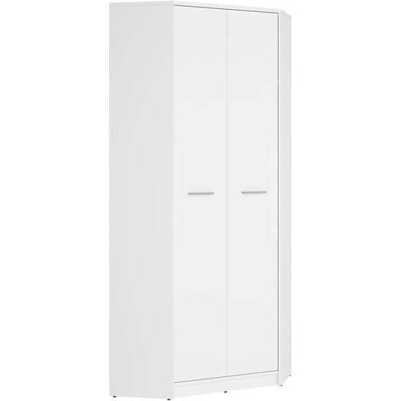 Placard armoire d'angle de 2 portes coloris Blanc - Longueur 79,5 x Largeur 79,5 x Hauteur 197 cm