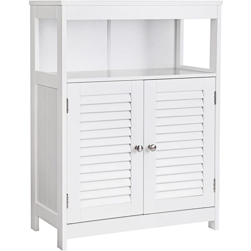 Helloshop26 - Placard armoire meuble salle de bain de rangement commode avec 2 portes 80 cm mdf blanc