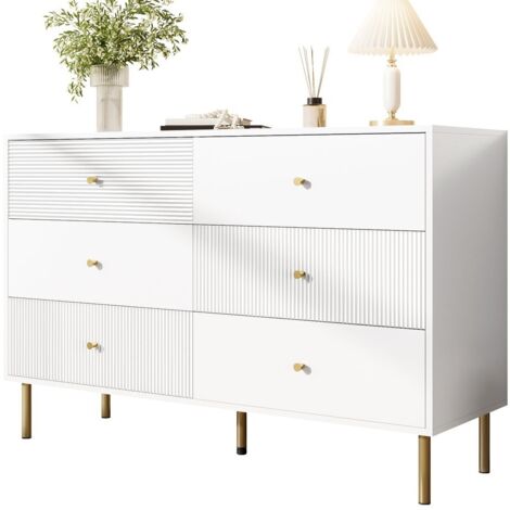 PLACARD avec 6 tiroirs spacieux en MDF Blanc 120.00 x 40.00 x 78.00