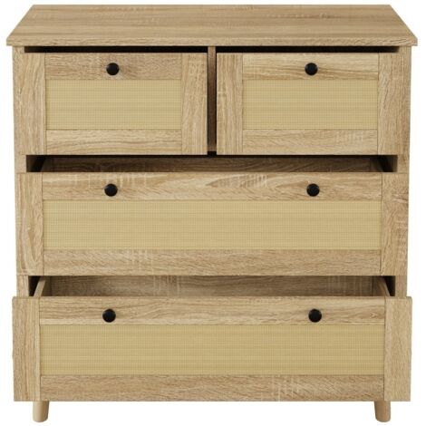 PLACARD avec tiroirs en rotin Particle Board Naturel 80.00 x 40.00 x 80.00