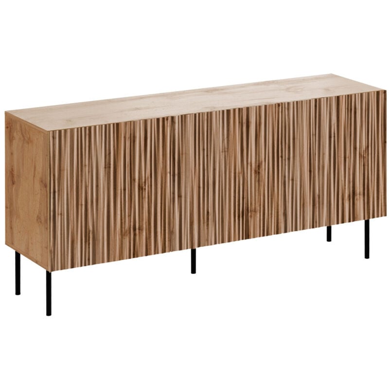 Mobilier1 - Buffet Lorelbo 100, Chêne wotan + Noir, 75x152cm, Le nombre de portes: 043cm, Stratifié, mdf
