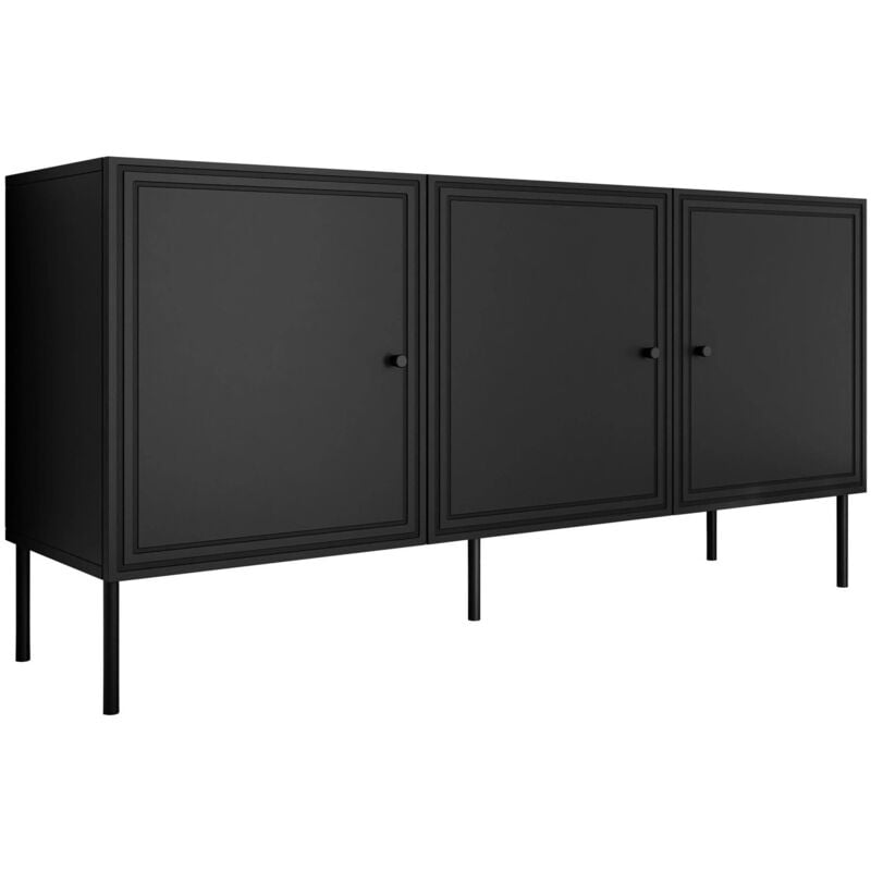 Buffet Monciru 100, Noir, 75x151cm, Le nombre de portes: 040cm, Stratifié, mdf