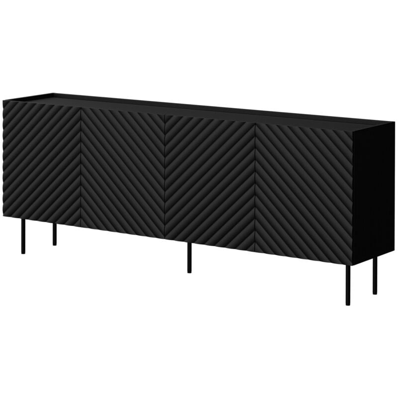 Buffet Mortali 101, Noir, 80x200cm, Le nombre de portes: 040cm, Stratifié, mdf