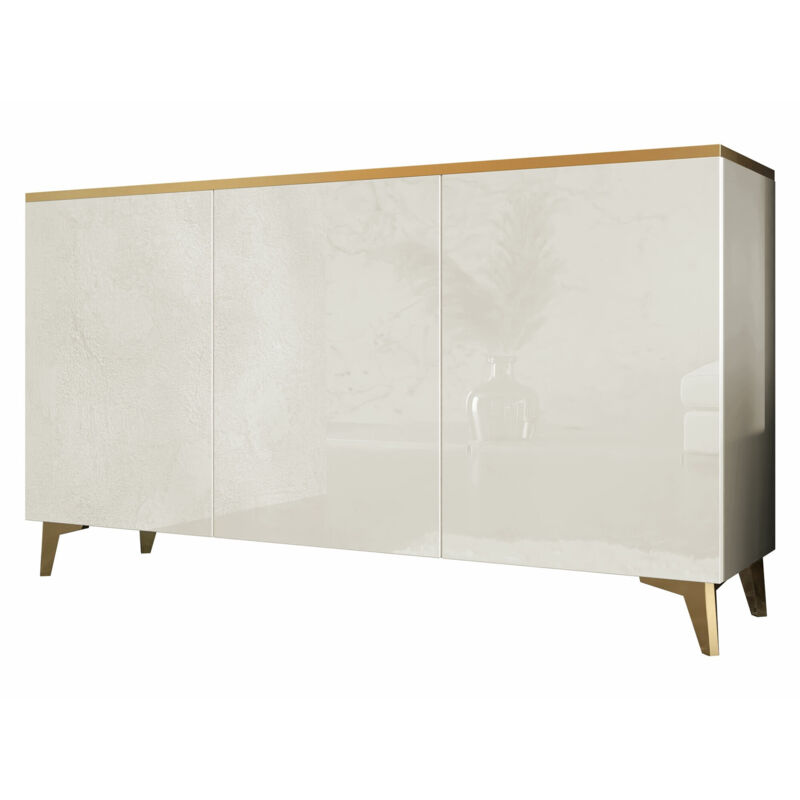 Buffet Comfivo Virfera 101, Beige + Brillant beige, 85x150cm, Le nombre de portes: 040cm, Stratifié, mdf