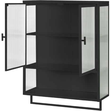 PLACARD CONTEMPORAIN MINIMALISTE FONCTIONNEL ESPACE-SAVING VERRE ET MÉTAL NOIR 60.00 X 23.00 X 78.00