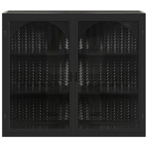PLACARD CONTEMPORAIN MODERNE ELEGANT FONCTIONNEL Metal Verre Trempé Noir 70.00x23.00x60.00