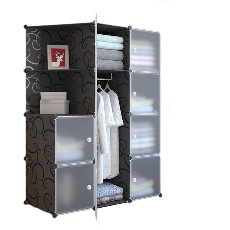 Lunsy - Placard De Garde-Robe Portable Pour Suspendre Les Vêtements, armoire Modulaire Empilable De Bricolage Avec Portes, Conception Peu