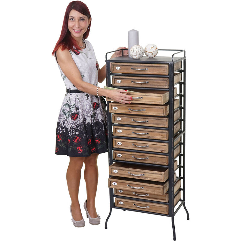 Placard de pharmacien HW C-A43, commode, bois massif de sapin, vintage, style shabby 129x55x38cm