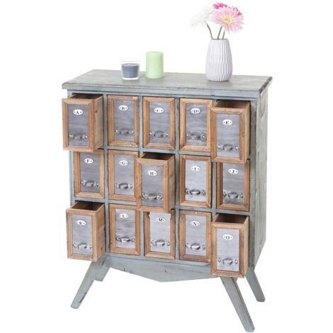 Placard de pharmacien HWC-A43, commode, bois massif de sapin, vintage, style shabby 94x73x32cm