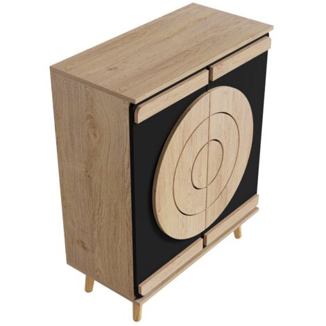 PLACARD Design Géométrique Circulaire MDF Noir 76.00 x 37.00 x 98.50 cm