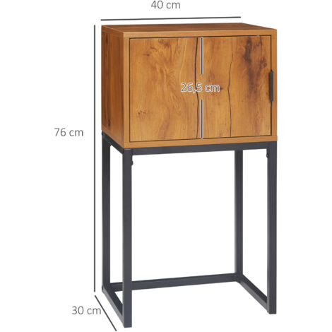 PLACARD Design Industriel Élégant Moderne Steel Bois Naturel 40L x 30W x 76H cm