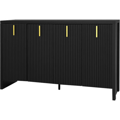 PLACARD Design Intemporel Flexible Spacieux Particle Board Noir 140.00 x 38.00 x 80.00