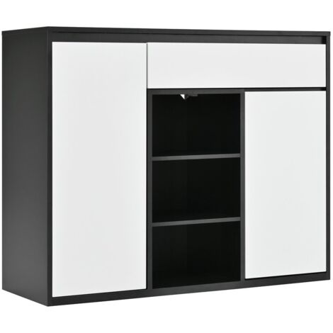 PLACARD ÉCLAIRAGE LED RÉGLABLE RANGEMENT PRATIQUE Particle Board Noir 105.00 x 39.50 x 86.00