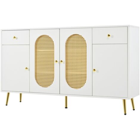 PLACARD Élégant Fonctionnel Moins Humidité Particle Board Natural+White 140.00x35.00x82.00 cm