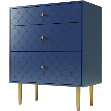 PLACARD Élégant Sophistiqué Fonctionnel Pratique Bois Métal Bleu Marine 75.00 x 40.00 x 89.00