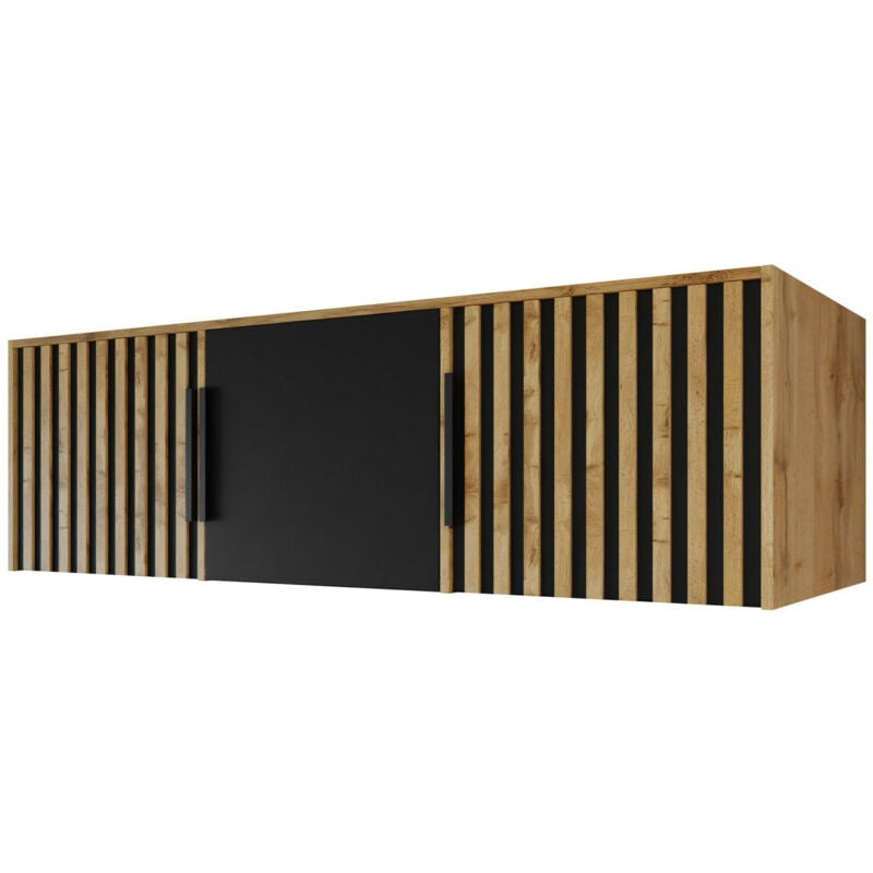 Mobilier1 - Buffet Enolevo 105, Chêne wotan + Noir, 45x150cm, Le nombre de portes: 058cm, Stratifié