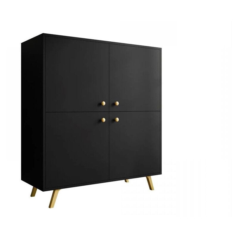 Mobilier1 - Buffet Monfera 103, Noir, 112x100cm, Le nombre de portes: 041cm, Stratifié