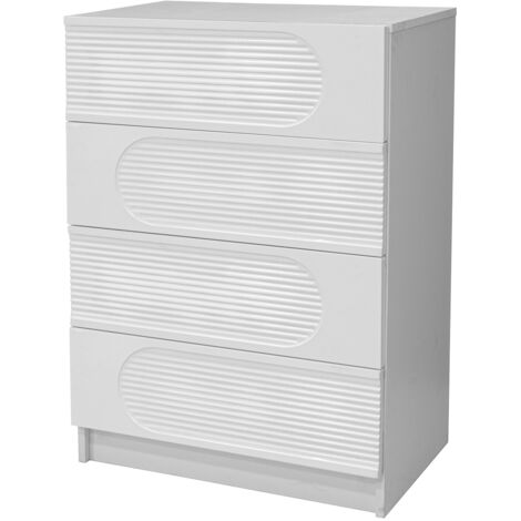PLACARD MODERNE 4 TIROIRS MDF ET PLATEAU DE PARTICULES BLANC 60.00 × 38.50 × 85.00 CM