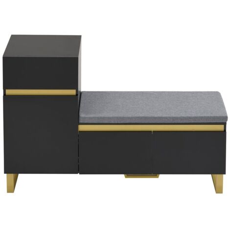 PLACARD MODERNE À CHAUSSURES MDF NOIR 120.00 X 35.00 X 85.00 CM