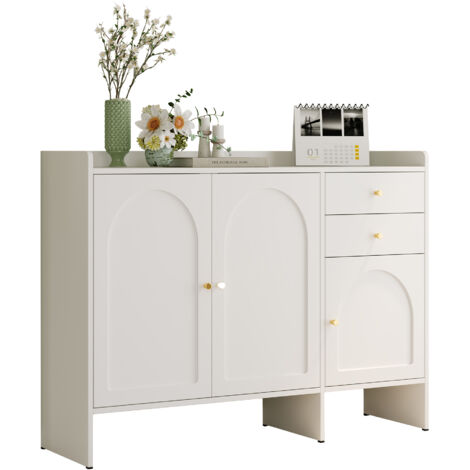 PLACARD MODERNE A PORTES CURVES EN MDF ET PLACAGE DE PARTICULES BLANC 120.00X35.00X90.00