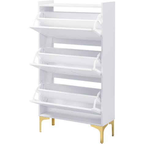PLACARD MODERNE ELEGANT ESPACE DE RANGEMENT MDF BLANC 63 24 120 CM