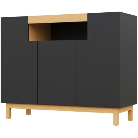 PLACARD MODERNE ELEGANT FONCTIONNEL MINIMALISTE EN PARTICLE BOARD NOIR 120.50 X 42.00 X 96.00 CM