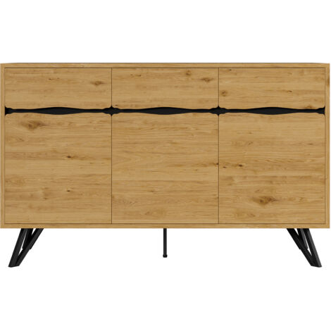 PLACARD MODERNE ESPACE DE RANGEMENT STABLE FLEXIBLE EN PARTICLE BOARD NOIR BOIS 140.00 X 40.00 X 75.50