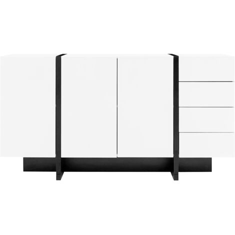 PLACARD MODERNE FONCTIONNEL EASY CLEAN MDF Particle Board White Black 150.00 40.00 80.50