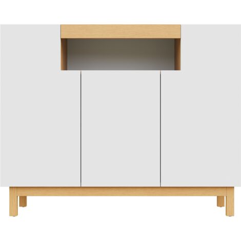 PLACARD MODERNE FONCTIONNEL ORGANISATEUR PRATIQUE Particle Board Blanc 120.50 x 42.00 x 96.00