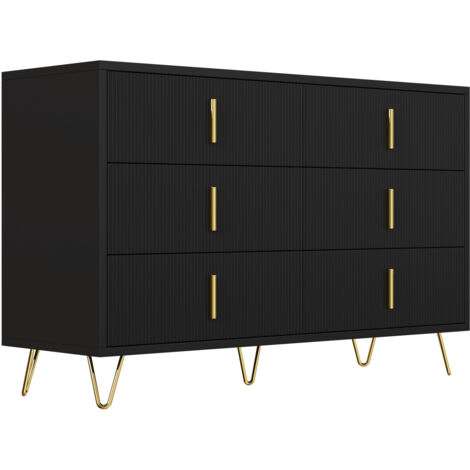 PLACARD MODERNE MINIMALISTE AVEC RANGEMENTS Particle Board Noir+Or 120 cm x 40 cm x 77 cm