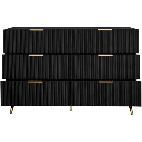 PLACARD MODERNE MINIMALISTE AVEC Tiroirs EN Particle Board NOIR 120.00 x 40.00 x 77.00 cm