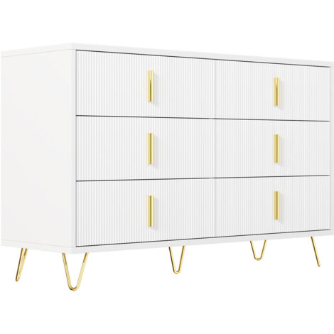 PLACARD MODERNE SPACIEUX FONCTIONNEL DURABLE Particle Board Blanc+Or 120.00x40.00x77.00 cm