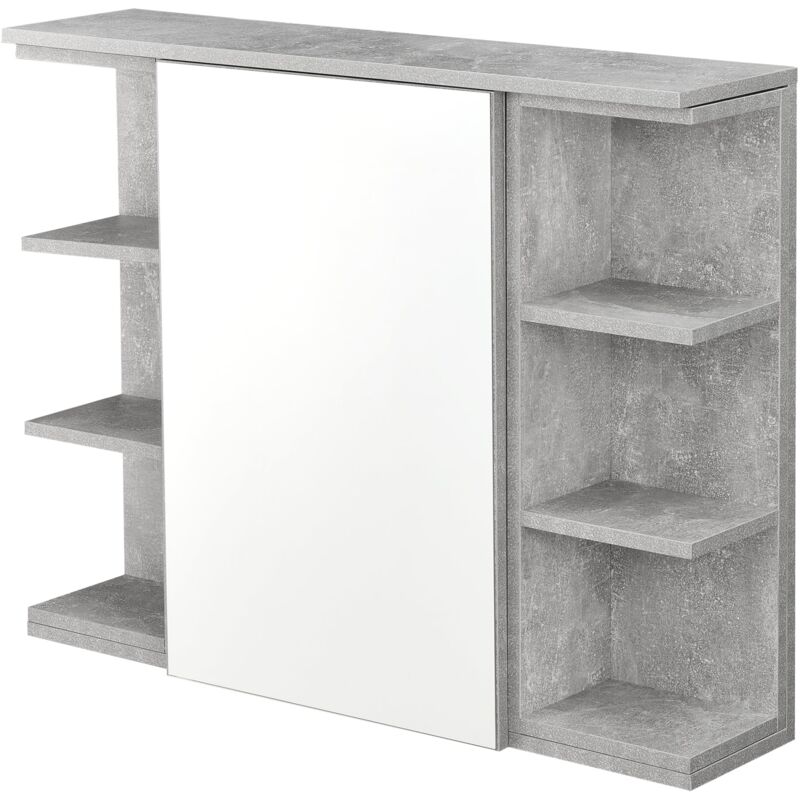 Helloshop26 - Placard mural de salle de bain porte avec miroir 64 x 80 x 20 cm effet béton