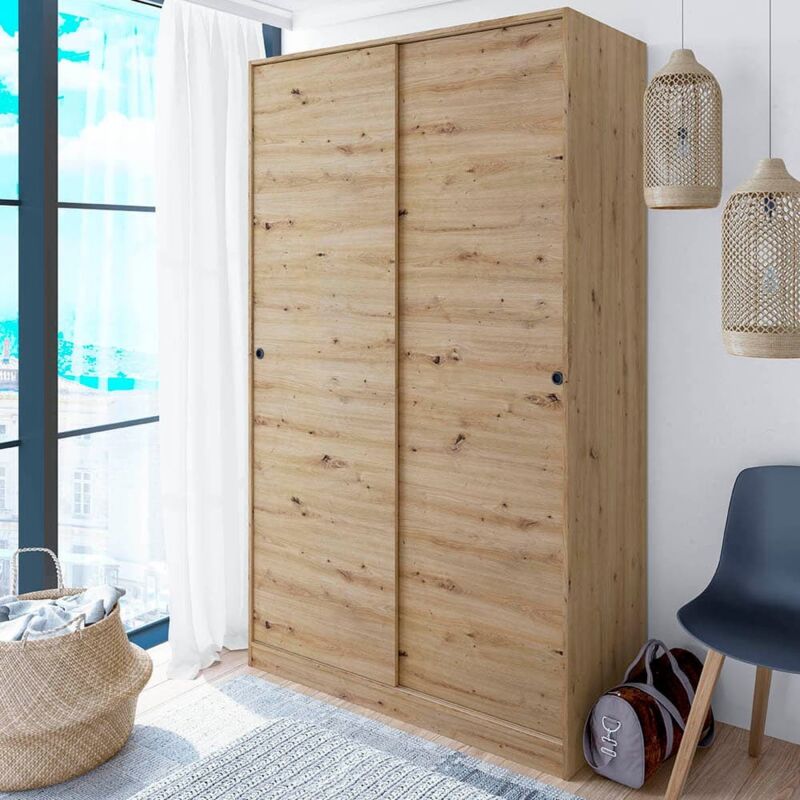 Fores - Placard organisateur de vêtements 120 cm 120 cm (largeur) x 200 cm (hauteur) x 50 cm (profondeur) - Chêne Nodi