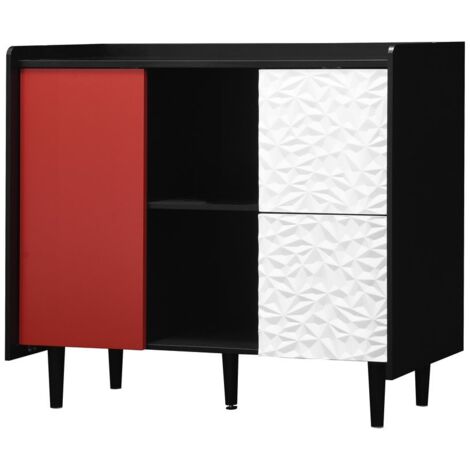 PLACARD polyvalent avec rangement MDF Noir Rouge 40 x 90 x 80 cm