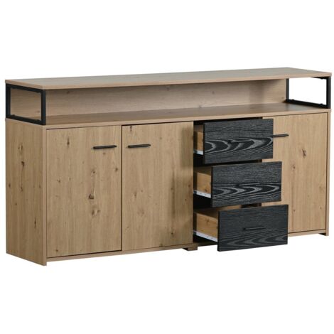 PLACARD Polyvalent Fonctionnel Durable Stylé Panneau de Particules Noir Marron 150.00 x 35.00 x 75.90