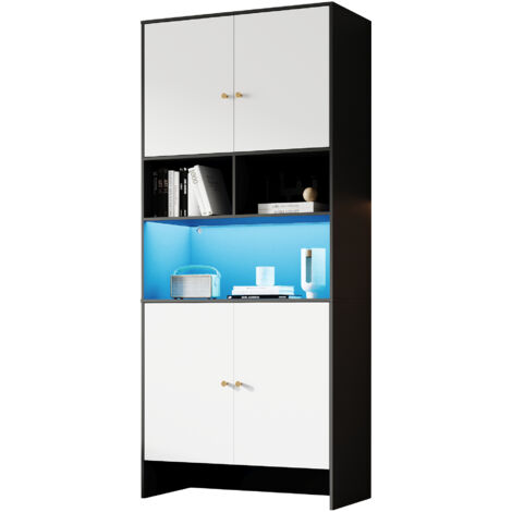 PLACARD Polyvalent Rangement Adaptable Sécurisé Particle Board Blanc Noir 80.00 x 40.00 x 185.00