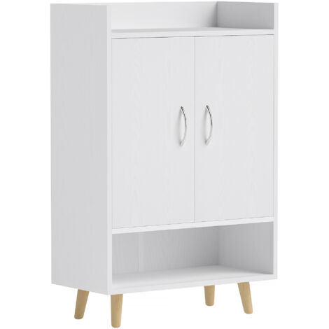 PLACARD pour chaussures avec rangement Wood White 60.00L x 30.00W x 92.00H cm