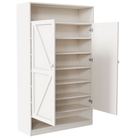 PLACARD pour chaussures rangement MDF Particle Board Blanc 80.00 x 40.00 x 141.00