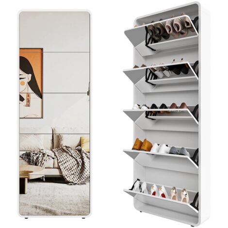PLACARD POUR CHAUSSURES SOLIDE MDF BLANC 63.00 X 19.60 X 176.50 CM