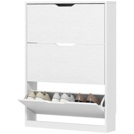 PLACARD RANGEMENT CHAUSSURES ESPACE EFFICACE Bois Blanc 80,00 x 17,00 x 108,00 cm