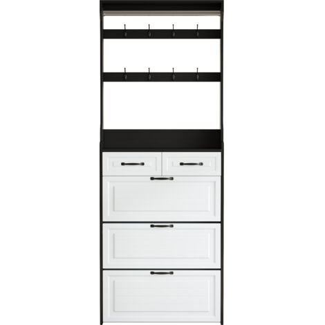 PLACARD Rangement Chaussures Flexible Ajustable Particle Board Noir Blanc 80.00 x 23.50 x 220.00