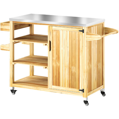 PLACARD Robuste Spacieux Mobile Polyvalent en Bois Naturel 134.50L x 50.00W x 91.50H cm