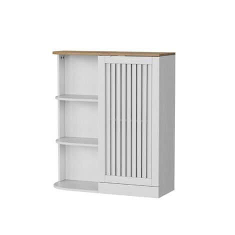PLACARD STYLE MODERNE FONCTIONNEL DURABLE MDF BLANC ET CHENE 68 X 25 X 76 CM