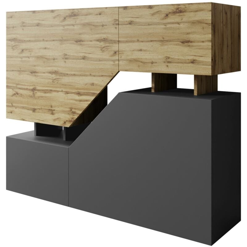 Buffet Comfivo Daldune 101, Chêne wotan + Anthracite, 100x120cm, Le nombre de portes: 035cm, Stratifié