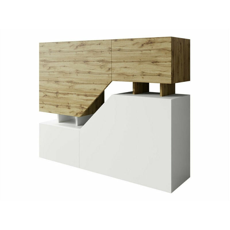 Buffet Comfivo Daldune 101, Chêne wotan + Blanc, 100x120cm, Le nombre de portes: 035cm, Stratifié