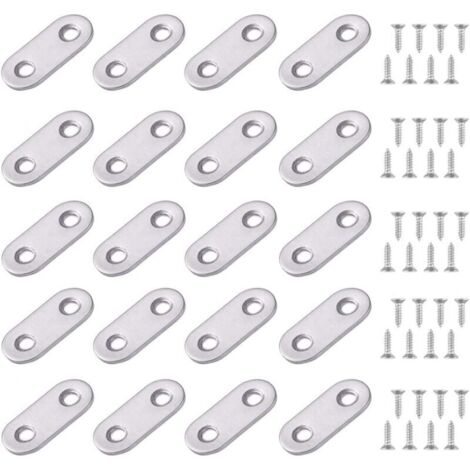 Placas de montaje planas, soportes metálicos rectos y planos, placas, patas de montaje, 16 x 36 mm, soportes de montaje planos para fijar muebles, 24 piezas