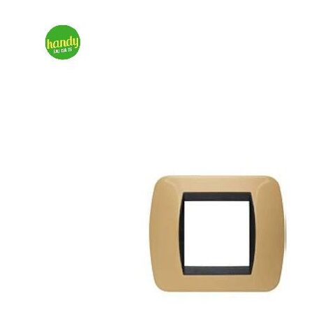 Placca 2 posti 3 moduli tond - q giallo pastello.