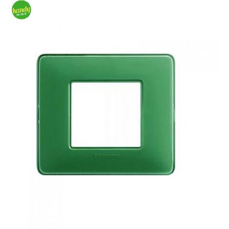 Placca 2 posti 3 moduli tond - q verde pastello.